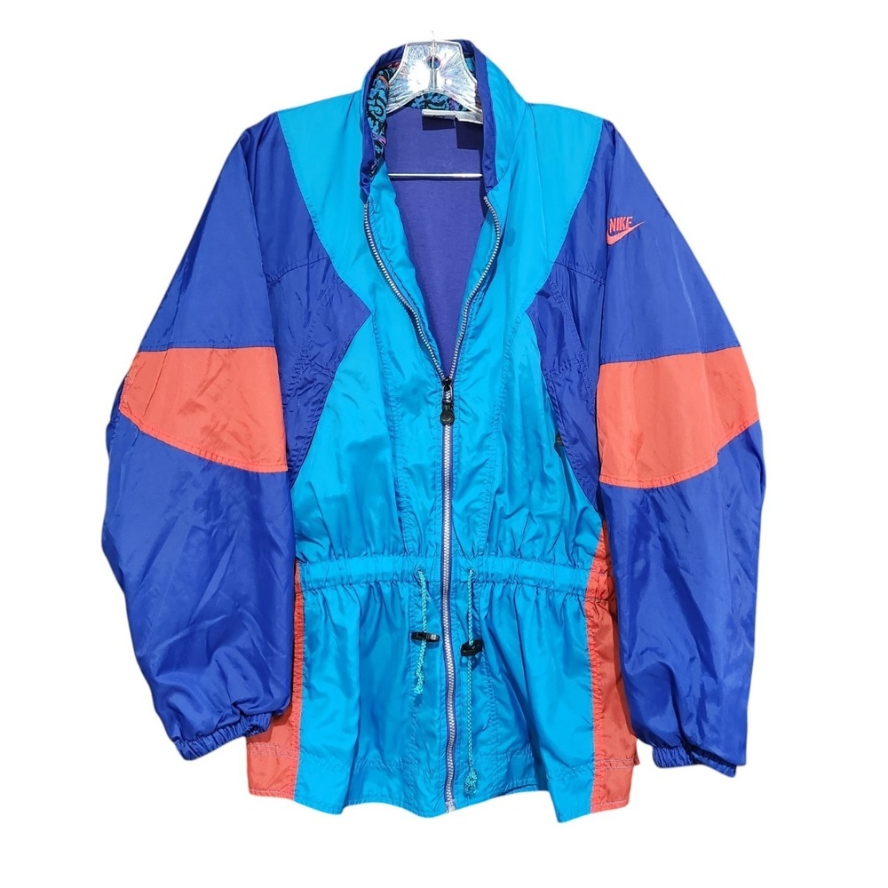 Vintage 80s/90s Nike Windbreaker Jacket Women's M Retro Cinched Waist Batwing